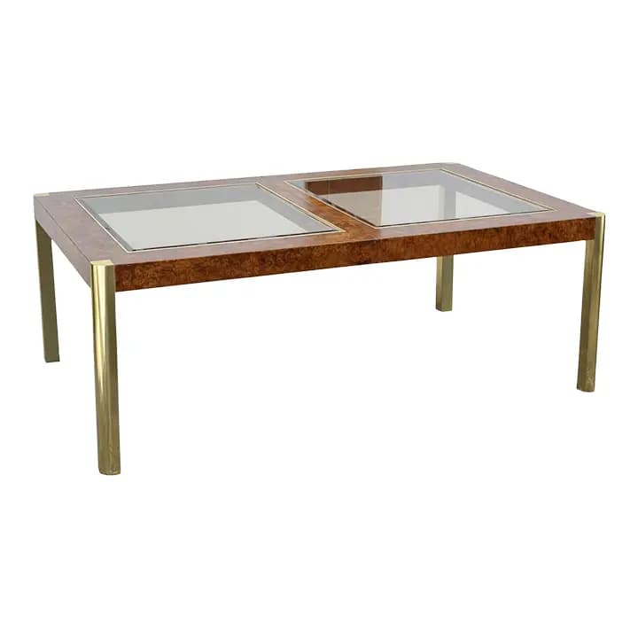 1970s Burl Brass Dining Table