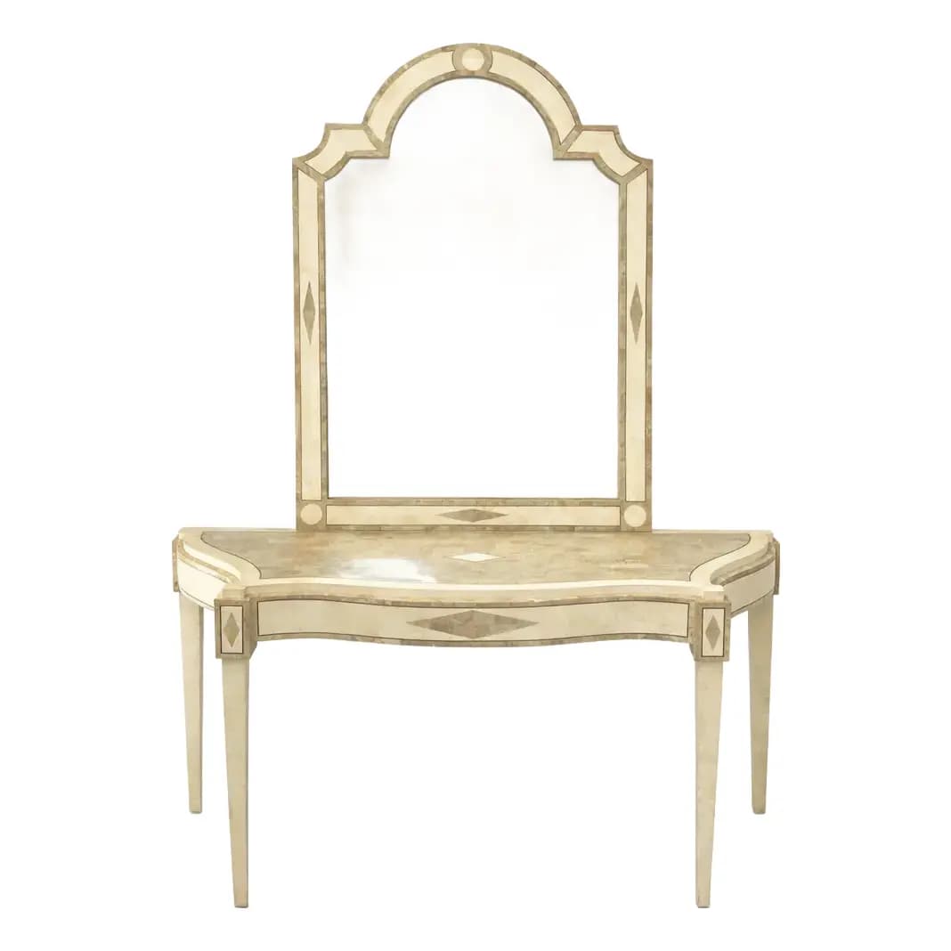 Italian Travertine Console and Mirror