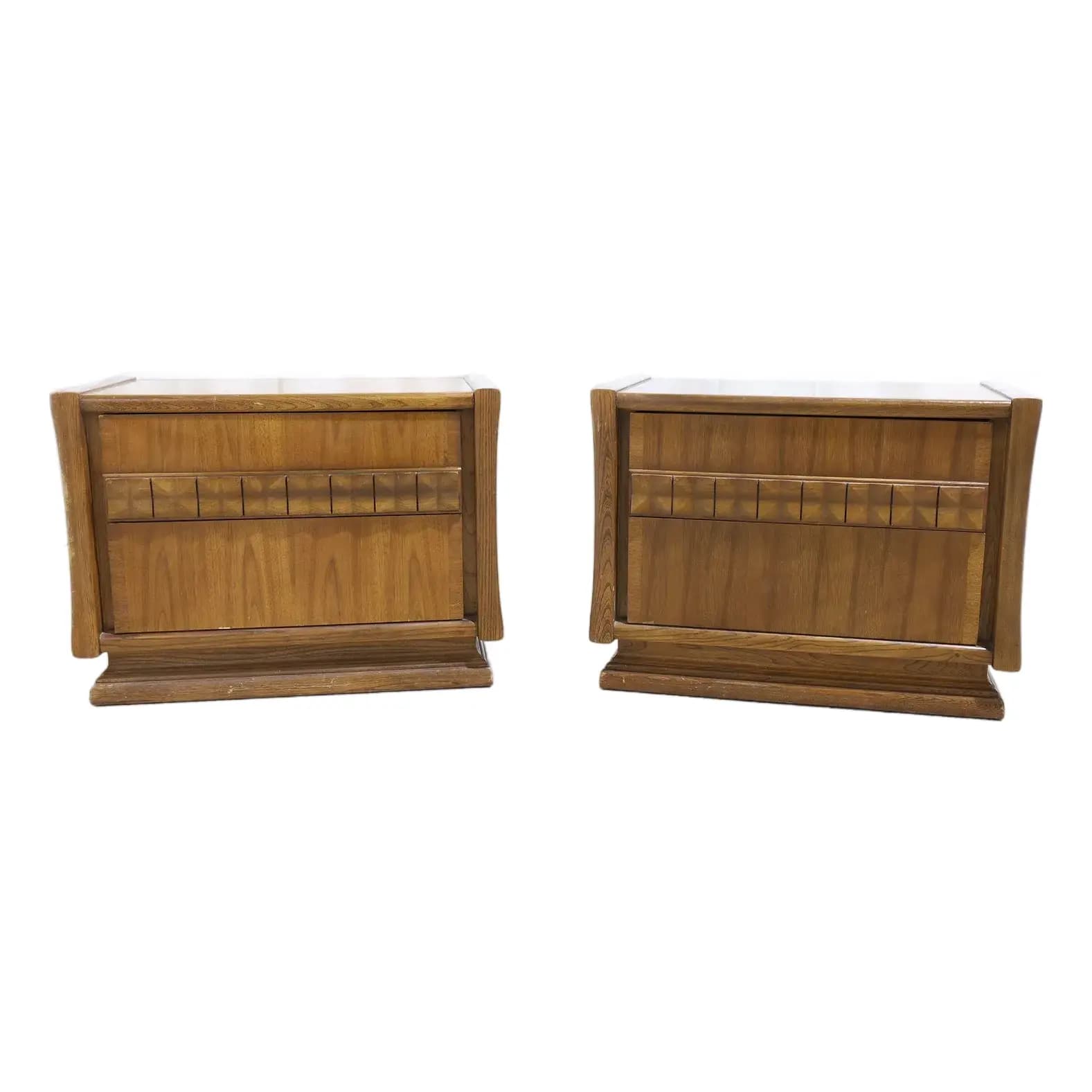 Pair of Walnut Two-Drawer Nightstands