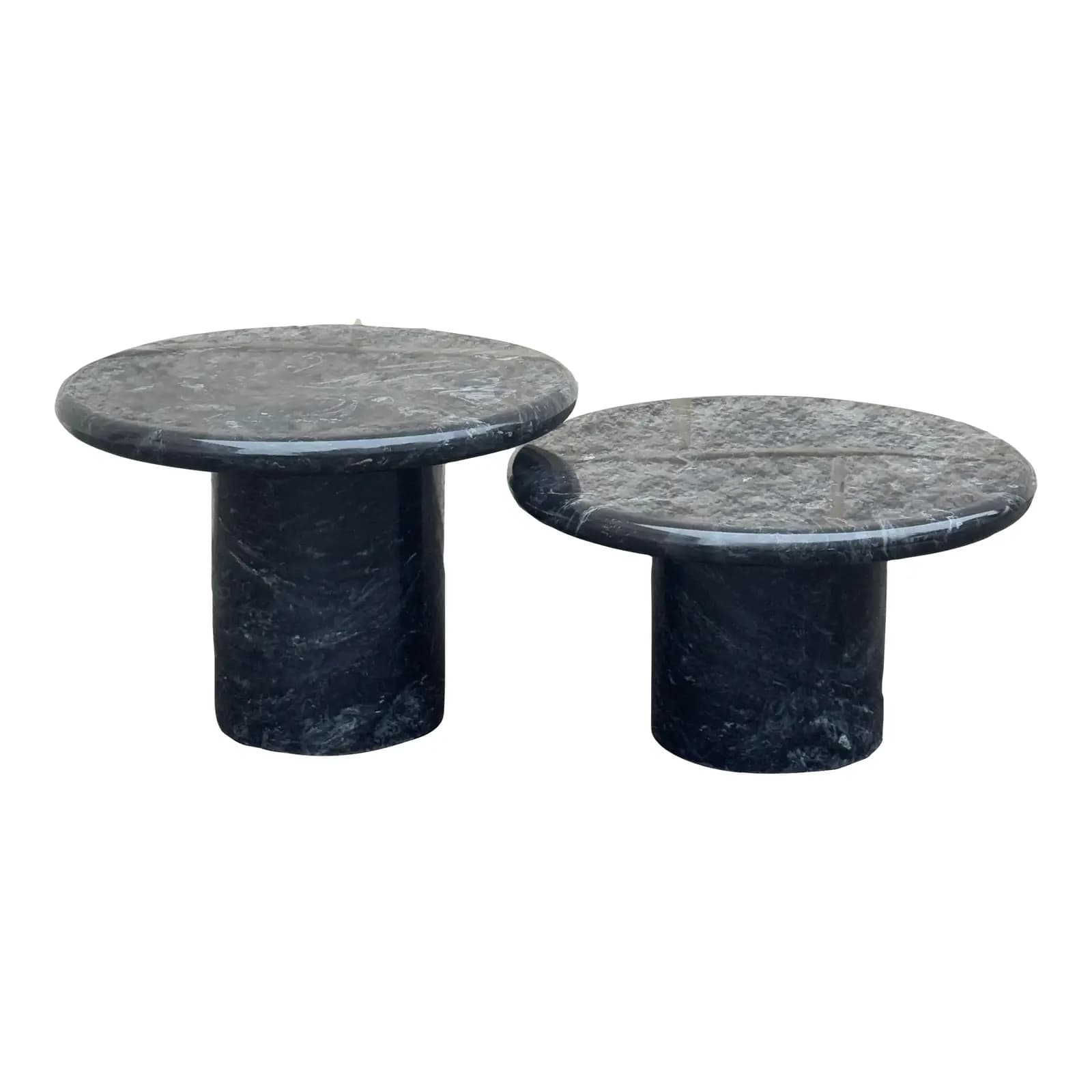 Set of 2 Black Marble Coffee Tables
