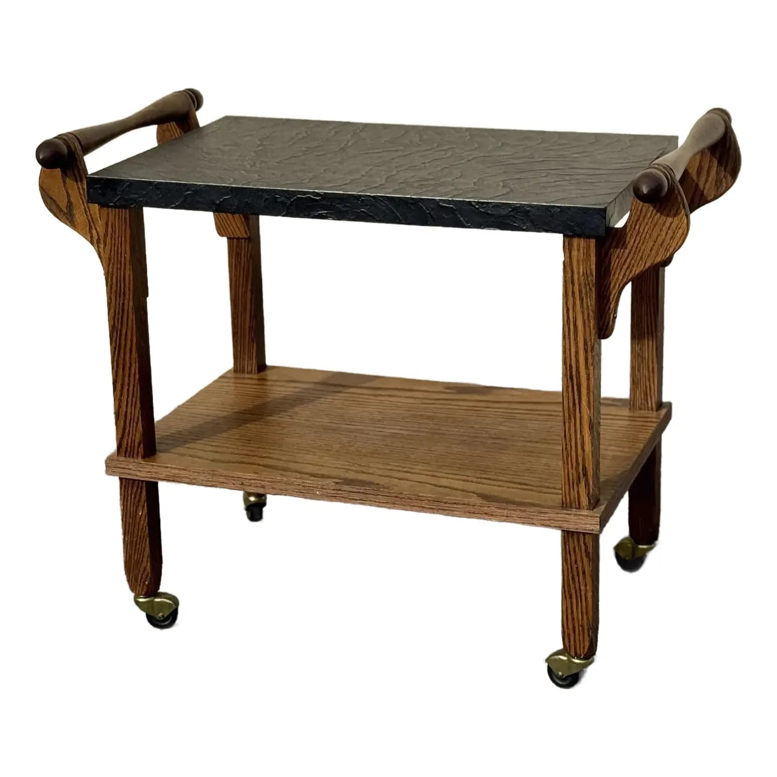 Brutalist Walnut Bar Cart