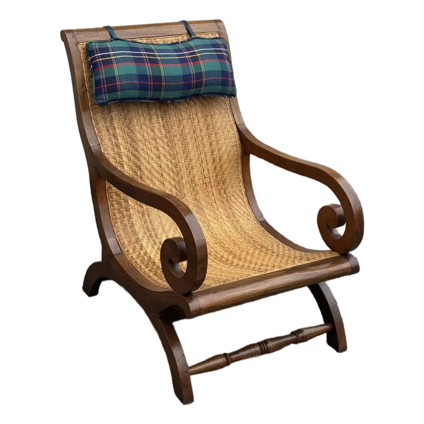 Colonial Revival Caned Lounge Chair