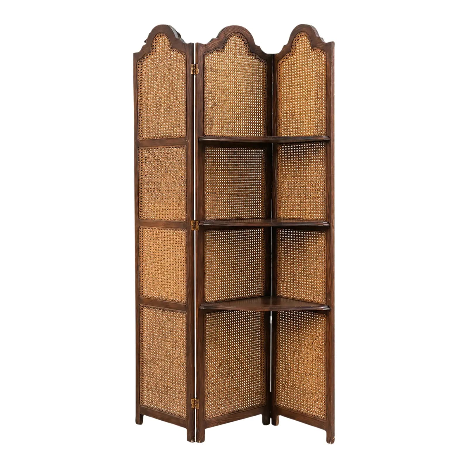 Oak Cane Corner Shelf Screen