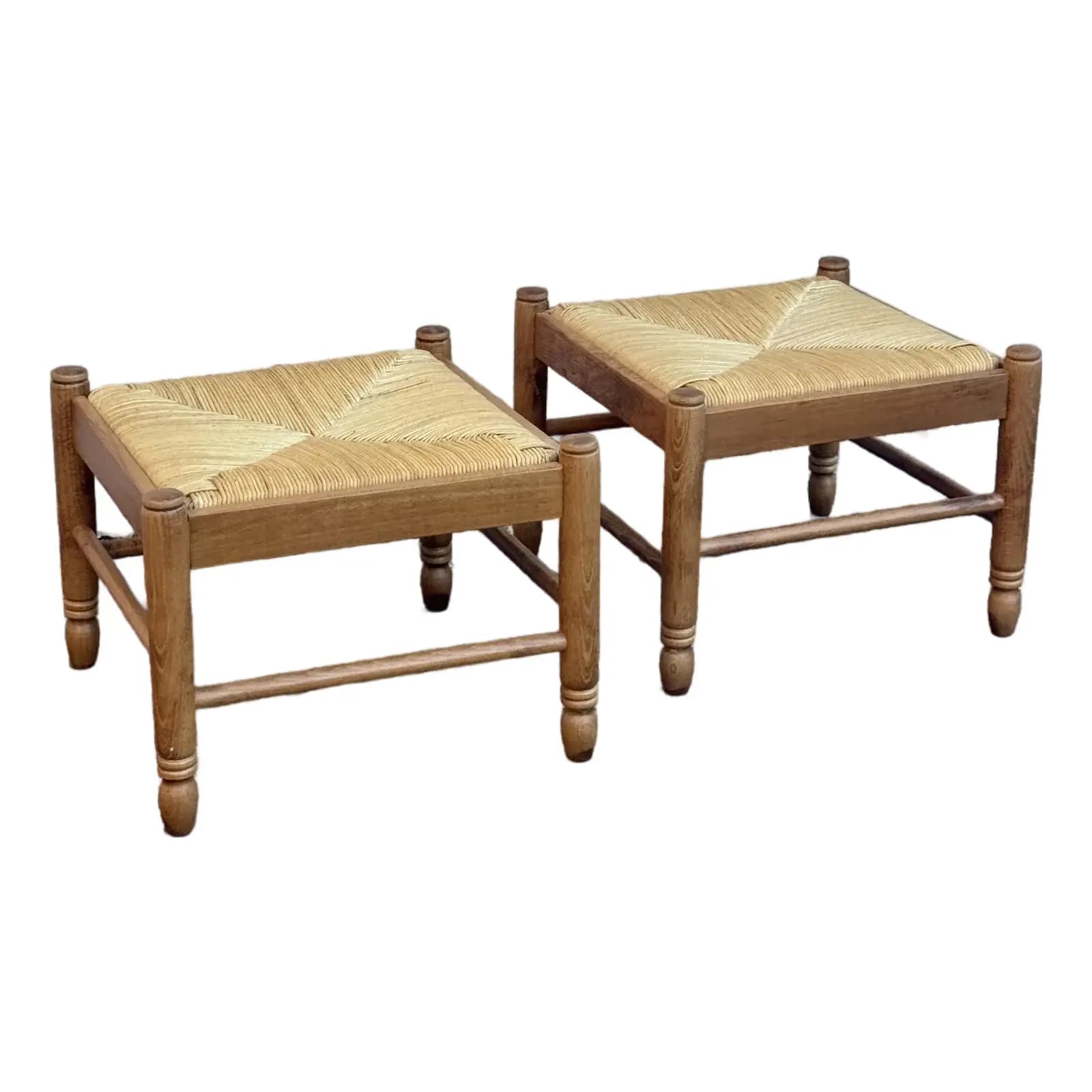 Set of 2 Oak Rush Stools