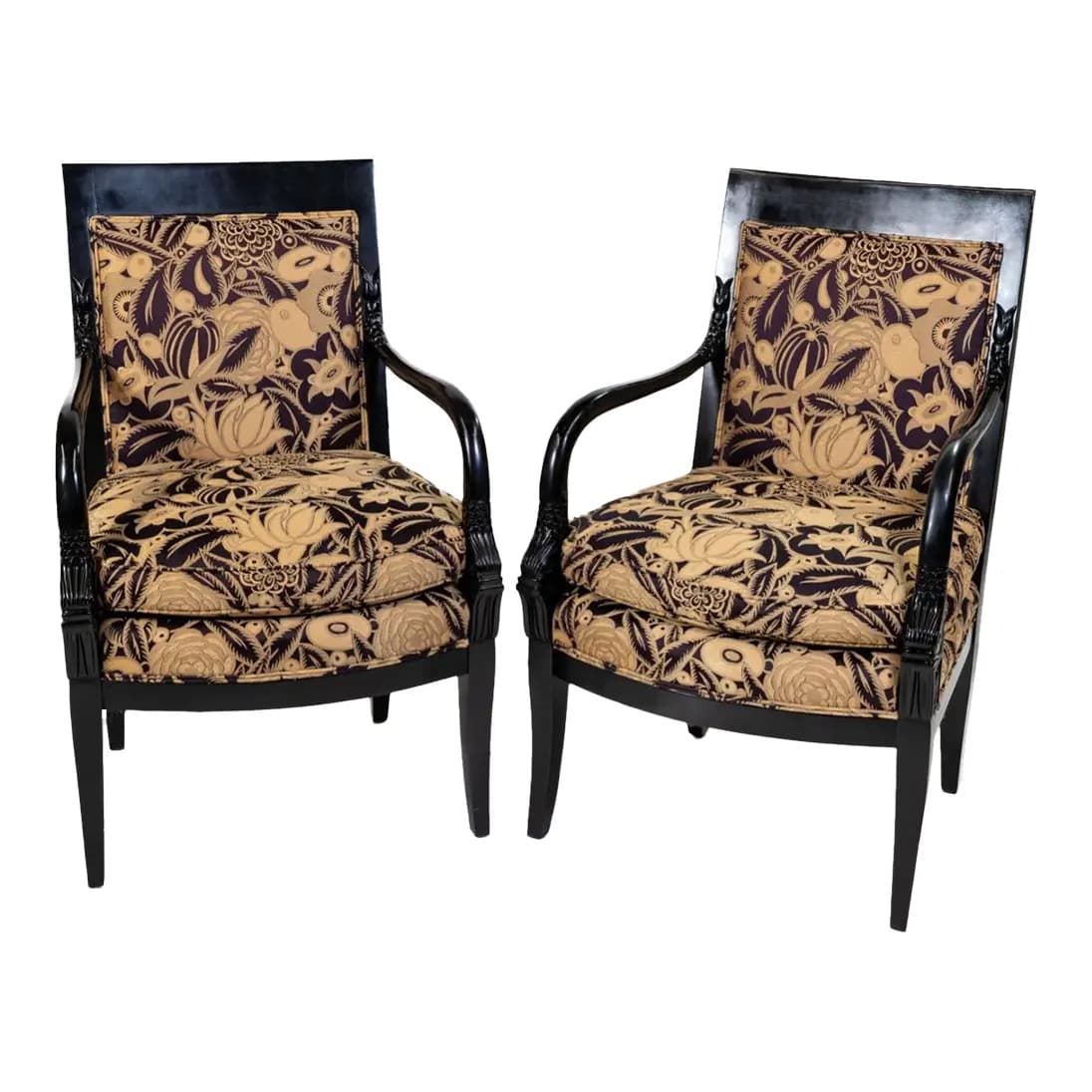 Pair of French Ebonized Armchairs