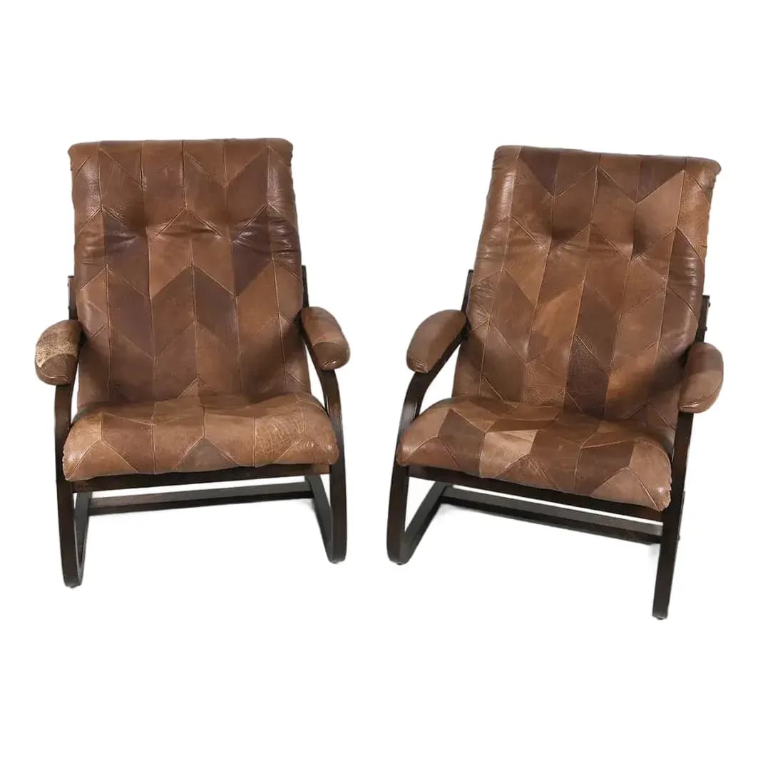 Pair of Scandinavian Bentwood Lounge Chairs