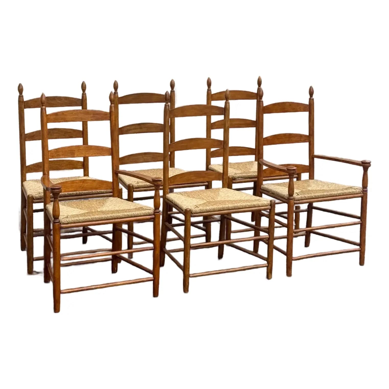 Set of 6 Rustic Ladderback Chairs