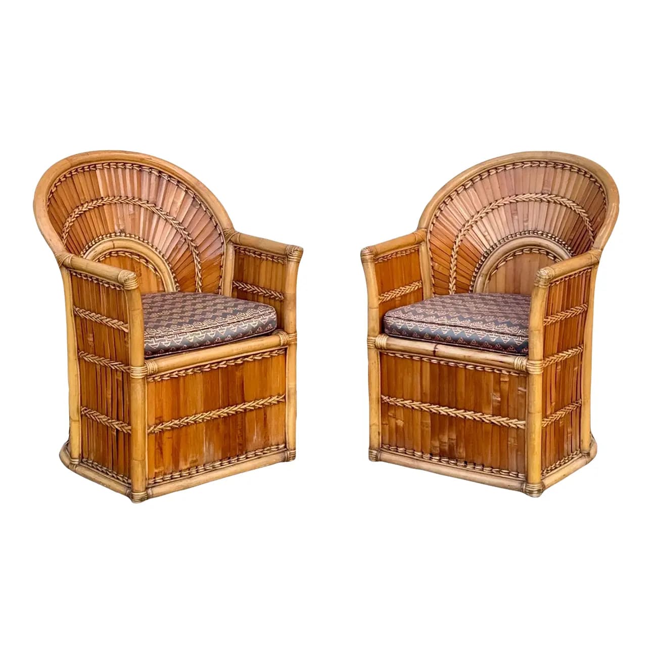 Set of 2 Split Bamboo Armchairs