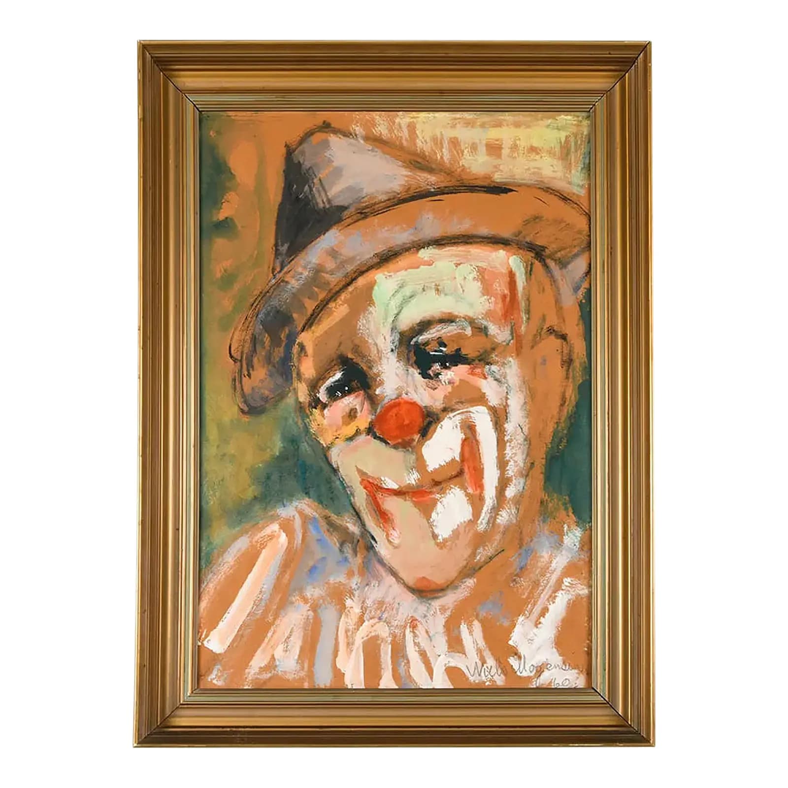 Mid-Century Clown Pastel Portrait