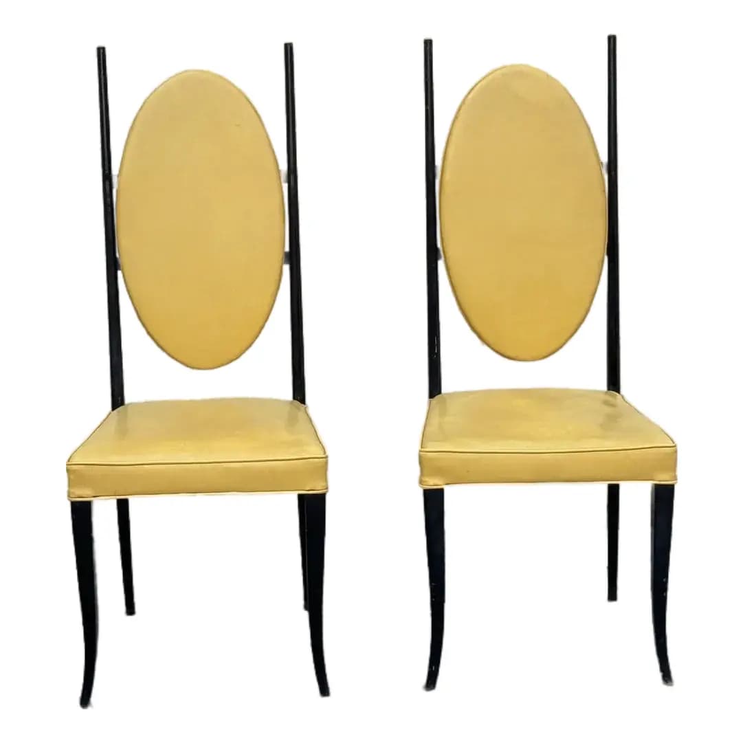Pair of 1970s Yellow Leather Chairs