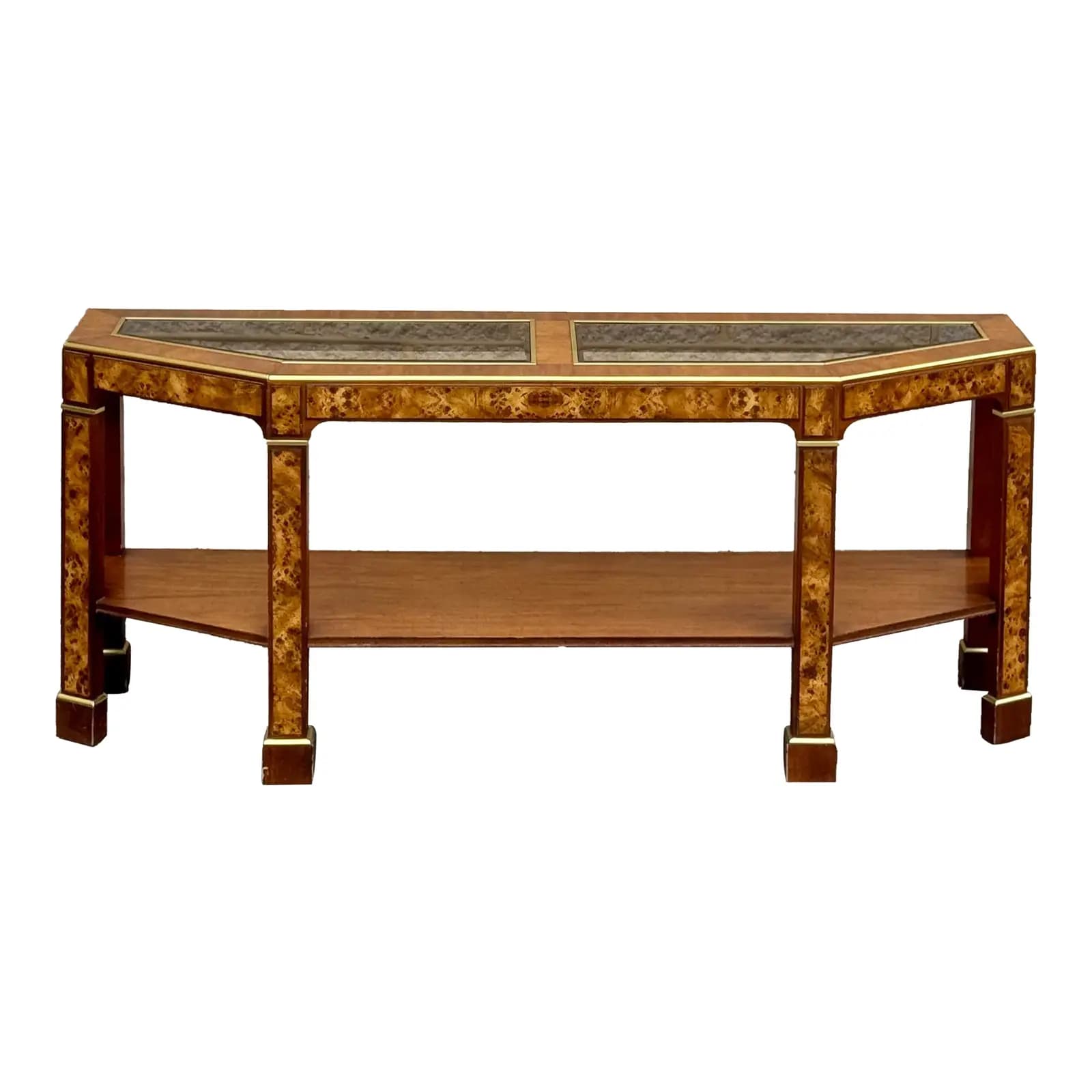 Postmodern Faux Burl Console Table