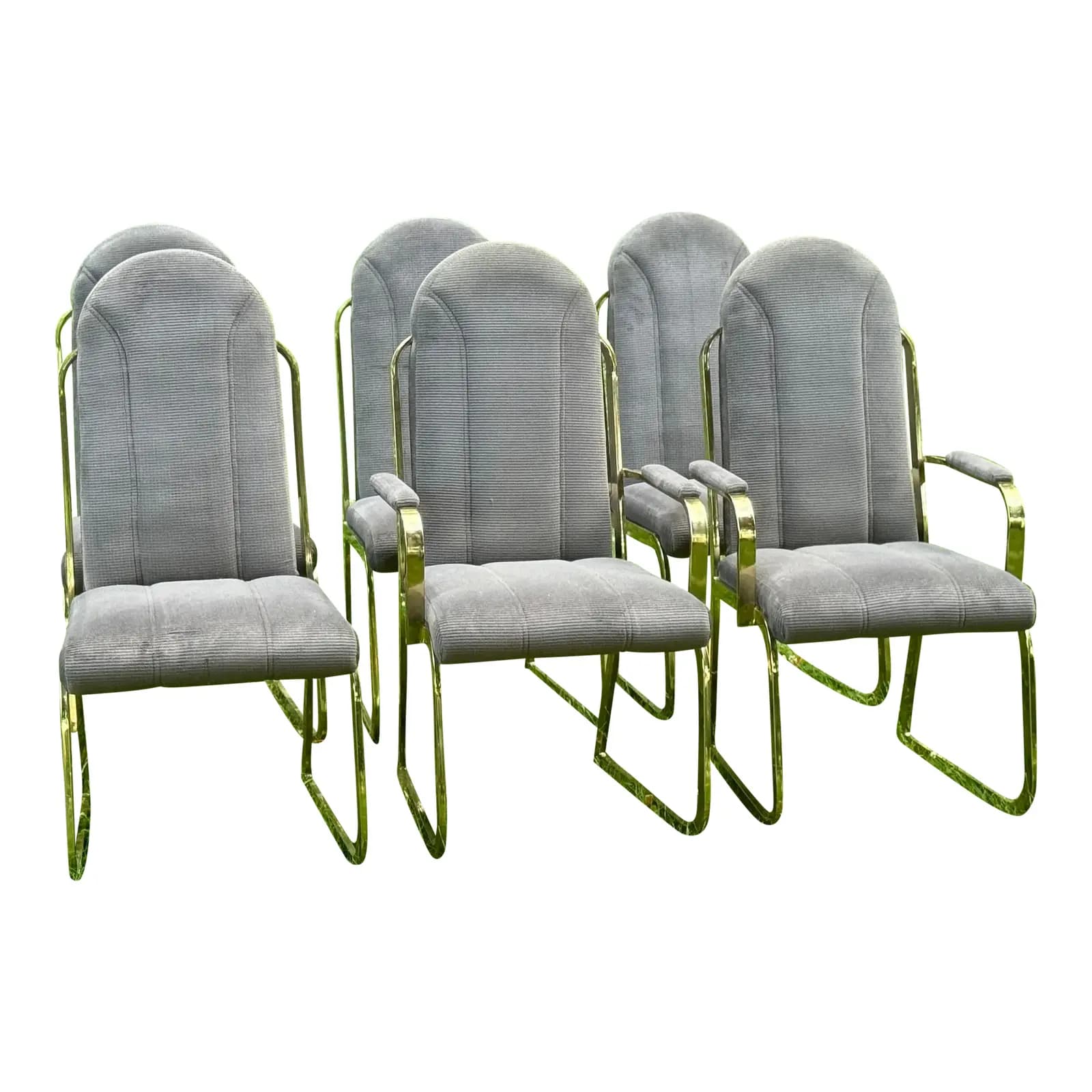 Set of 6 Regency Brass Dining Chairs