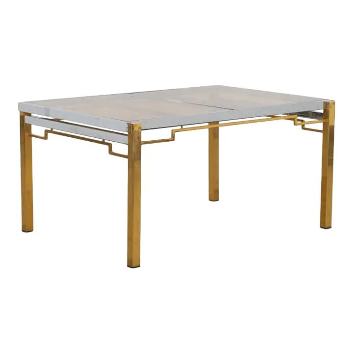 Chrome Brass Glass Dining Table
