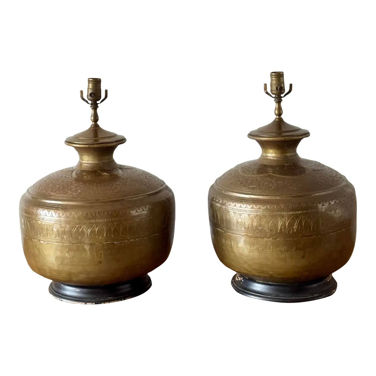Pair of Regency Brass Urn Lamps