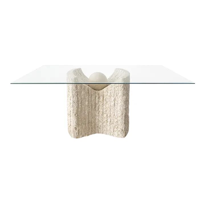 Postmodern Stone Glass Dining Table