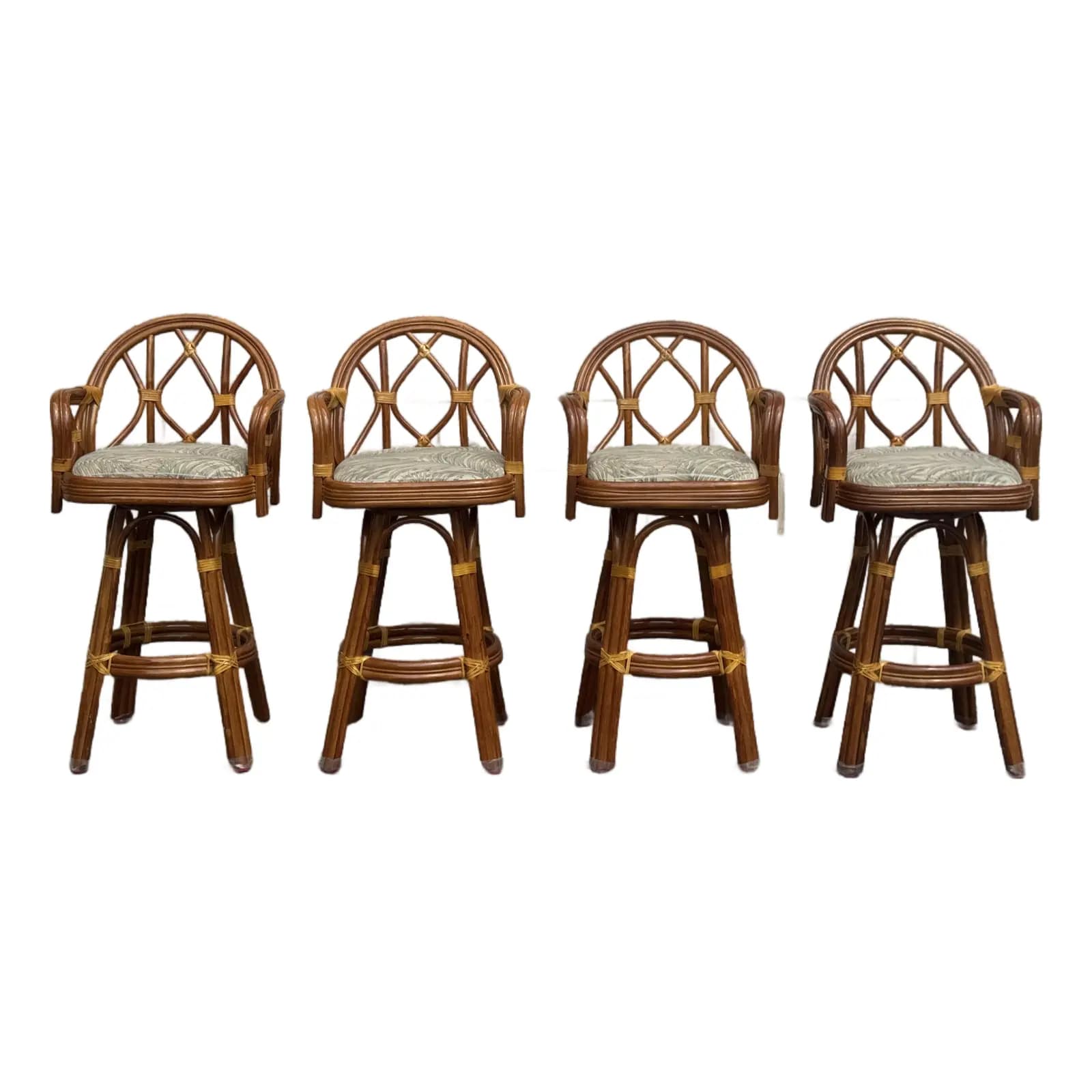 Set of 4 Rattan Swivel Bar Stools