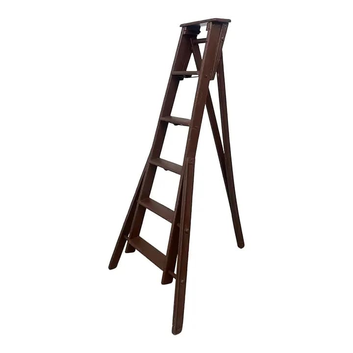 Wooden Folding Library Ladder